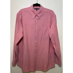 TOMMY HILFIGER Red Regular Fit Button Down Long Sleeve Mens 16 1/2 34-35 L